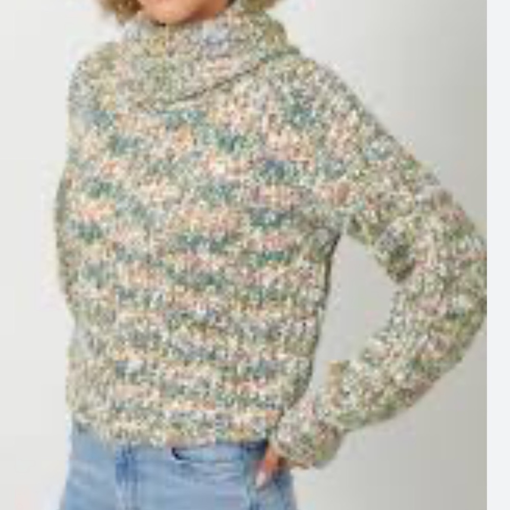 Mystree Alluv Place Multi-Color Chunky Knit Oversized Cropped Turtleneck
M (NWT)